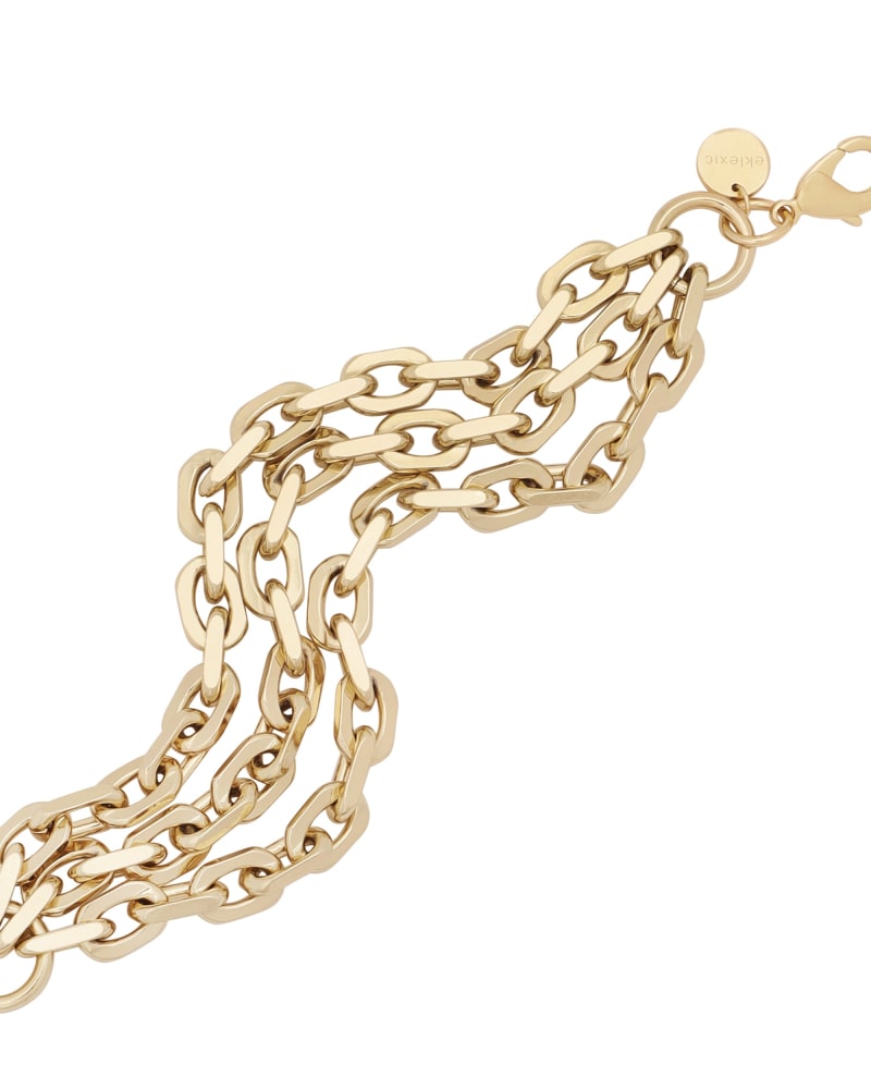 Front of a size 9" Triple Lennon Bracelet 9" Gold in Gold by Eklexic. | dia_product_style_image_id:279250